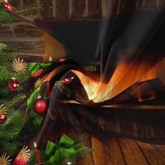 Aperturee - Brick Fireplace Pinetree Bauble Christmas Backdrop