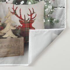 Aperturee - Brick Wall Wreath Tree White Christmas Backdrop