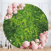 Aperturee - Bright Greeny Leaves Round Birthday Backdrop