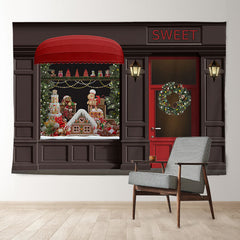 Aperturee - Brown Sweet Store Gingerhouse Christmas Backdrop