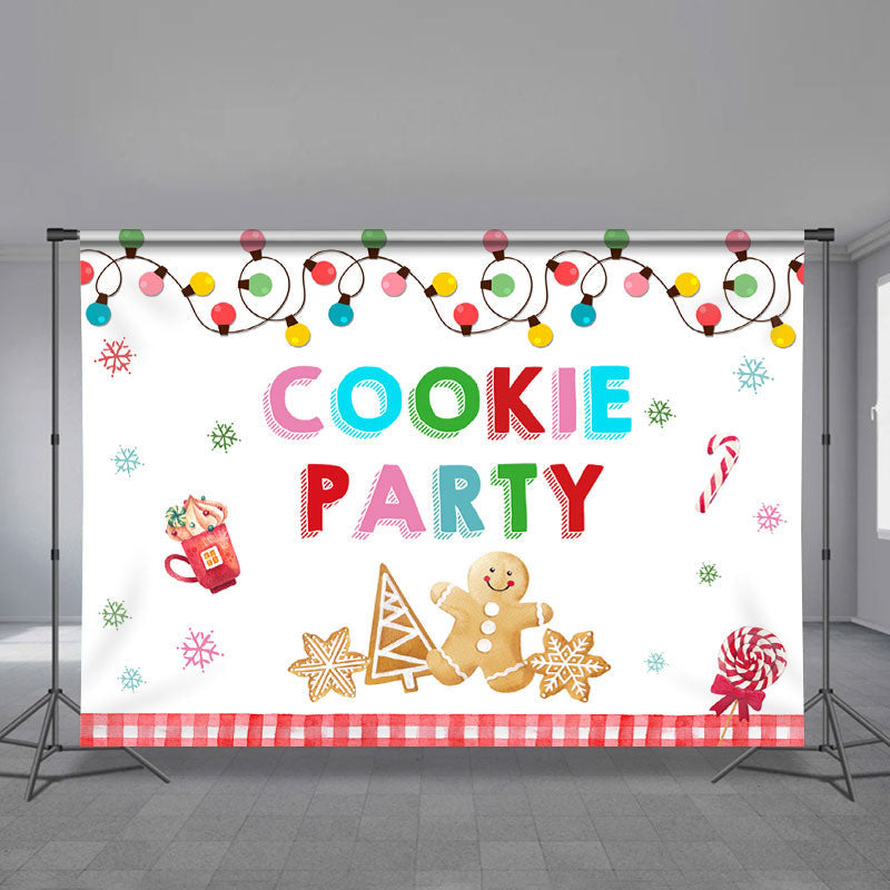 Aperturee - Cartoon Lights Xmas Candy Cookie Party Backdrop