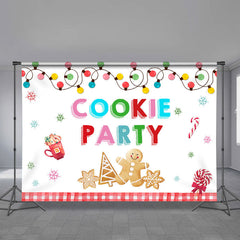 Aperturee - Cartoon Lights Xmas Candy Cookie Party Backdrop