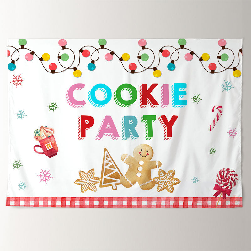 Aperturee - Cartoon Lights Xmas Candy Cookie Party Backdrop