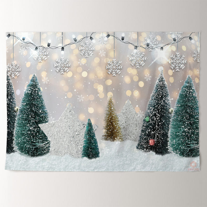Aperturee - Cartoon Snowflake Bokeh Merry Christmas Backdrop