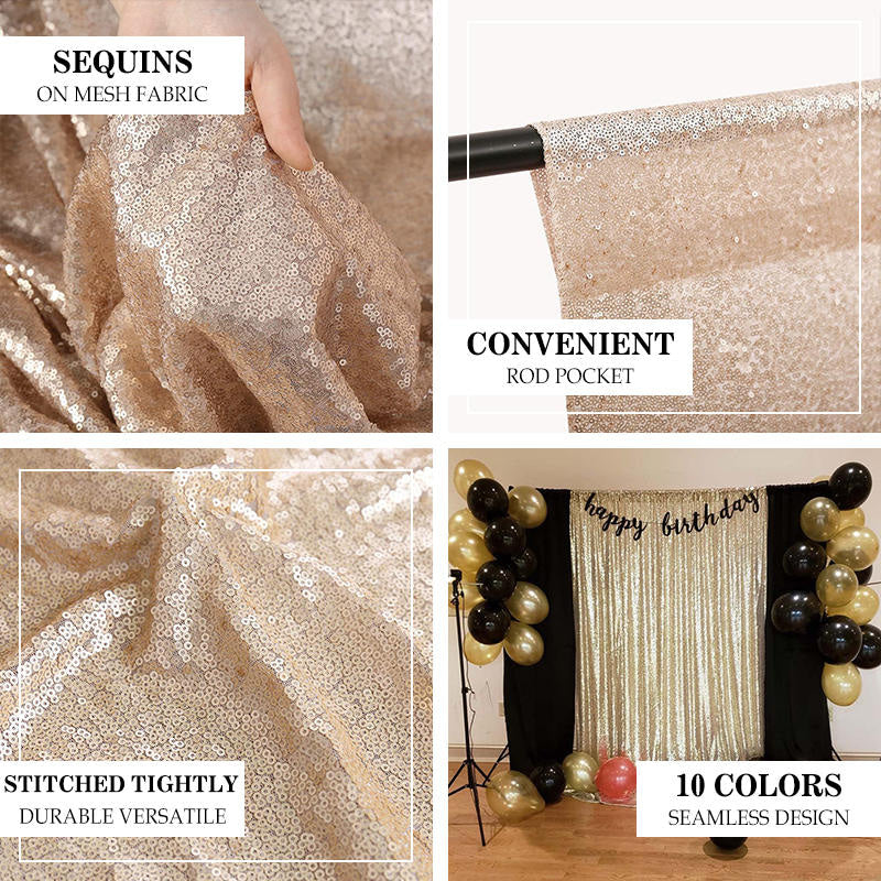 Aperturee - Champagne Sparkle Sequin Fabric Photograhpy Backdrop