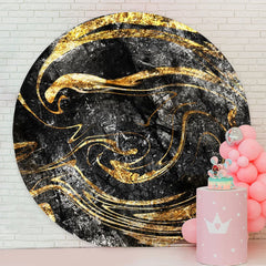 Aperturee - Circle Black Gold Abstract Line Birthday Backdrop