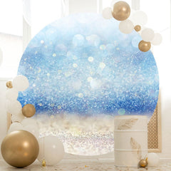 Aperturee - Circle Blue Bokeh Glitter Round Happy Birthday Backdrop