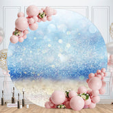 Aperturee - Circle Blue Bokeh Glitter Round Happy Birthday Backdrop