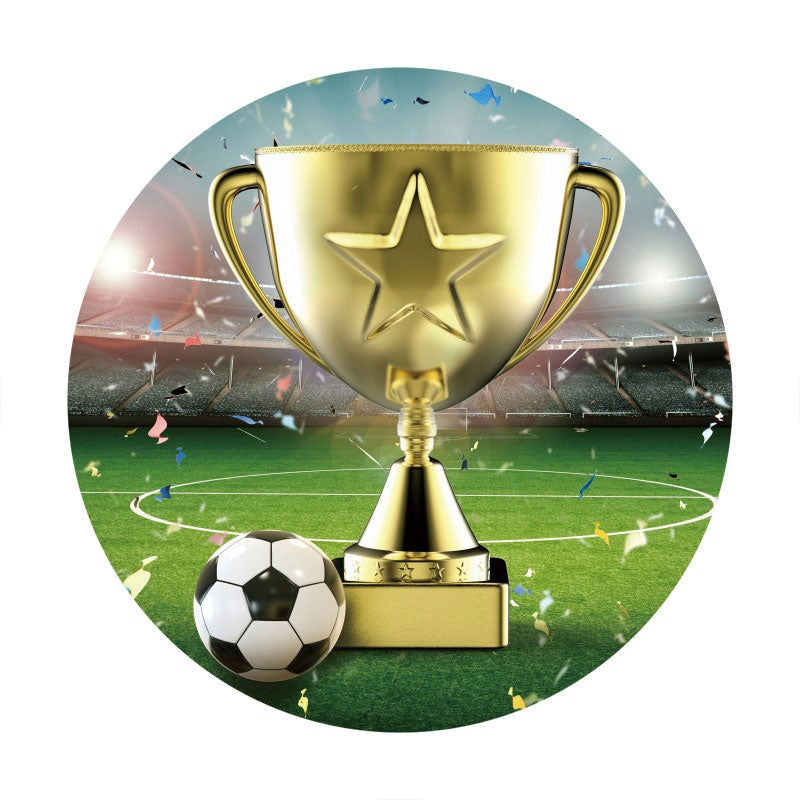 Aperturee - Circle Champions League Football Happy Birthday Backdrop