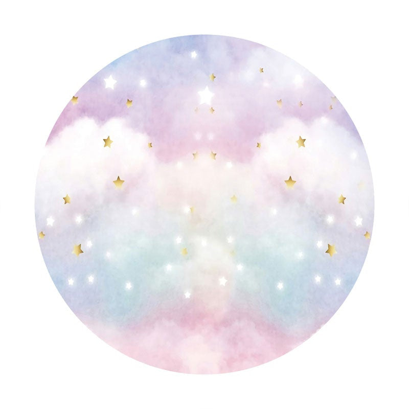 Aperturee - Circle Colored Clouds Happy Birthday Backdrop