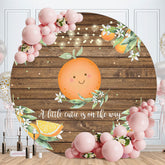 Aperturee - Circle Cute Orange Wood Baby Shower Backdrop