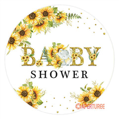 Aperturee - Circle Elephant Sunflower Baby Shower Backdrop