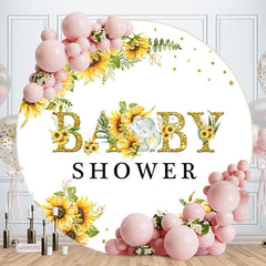 Aperturee - Circle Elephant Sunflower Baby Shower Backdrop