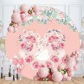 Aperturee - Circle Flower Balloons Happy Birthday Backdrop