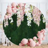 Aperturee - Circle Flower Green Forest Happy Birthday Backdrop