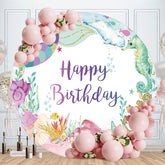 Aperturee - Circle Glitter Mermaid Round Birthday Backdrop
