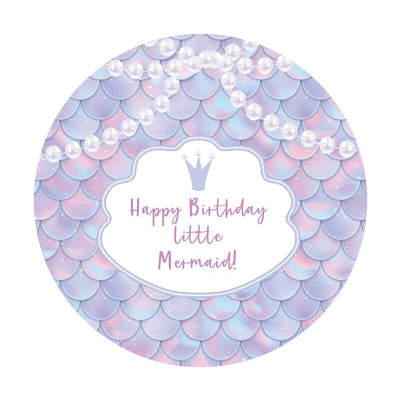 Aperturee - Circle Happy Birthday Little Mermaid Backdrop