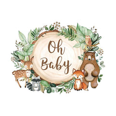 Aperturee - Circle Jungle Forest Animals Kids Baby Shower Backdrop