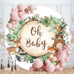 Aperturee - Circle Jungle Forest Animals Kids Baby Shower Backdrop