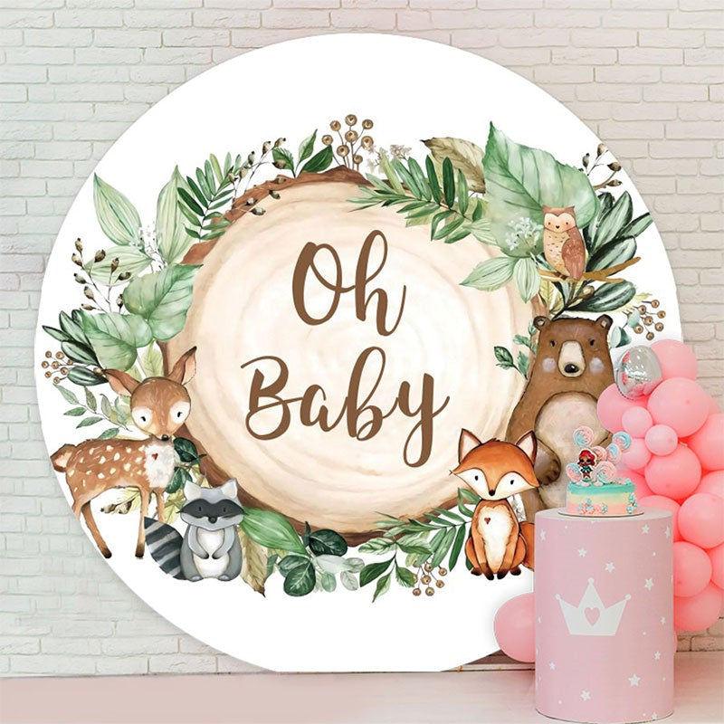 Aperturee - Circle Jungle Forest Animals Kids Baby Shower Backdrop