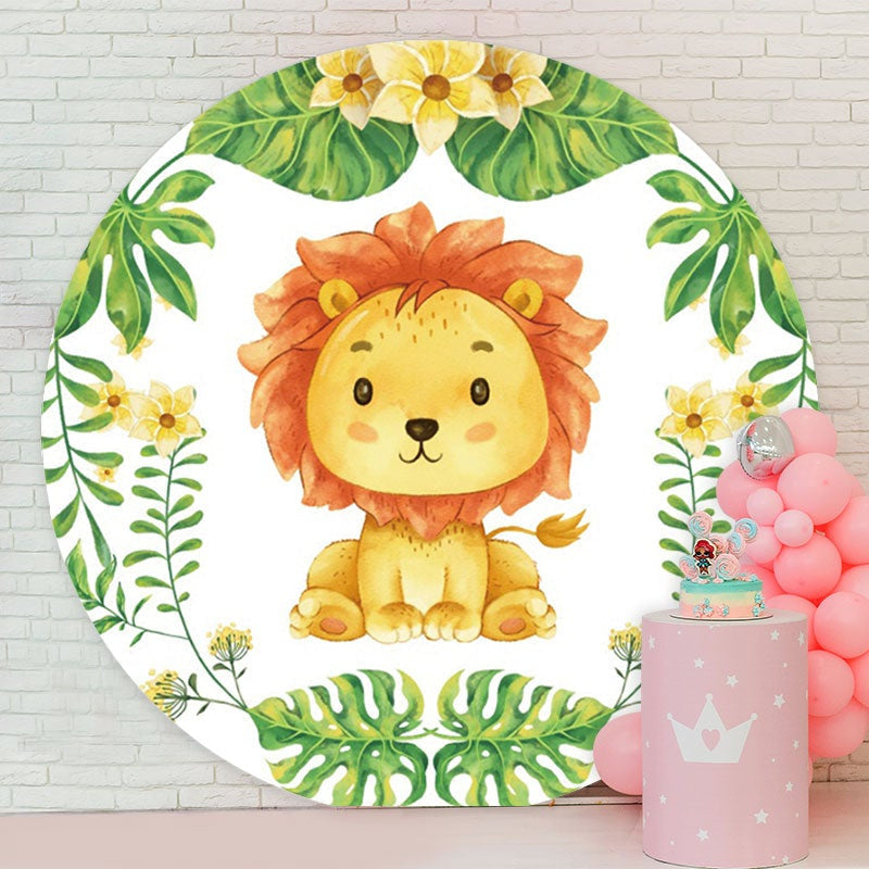 Aperturee - Circle Little Lion Round Happy Birthday Backdrop
