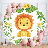 Aperturee - Circle Little Lion Round Happy Birthday Backdrop