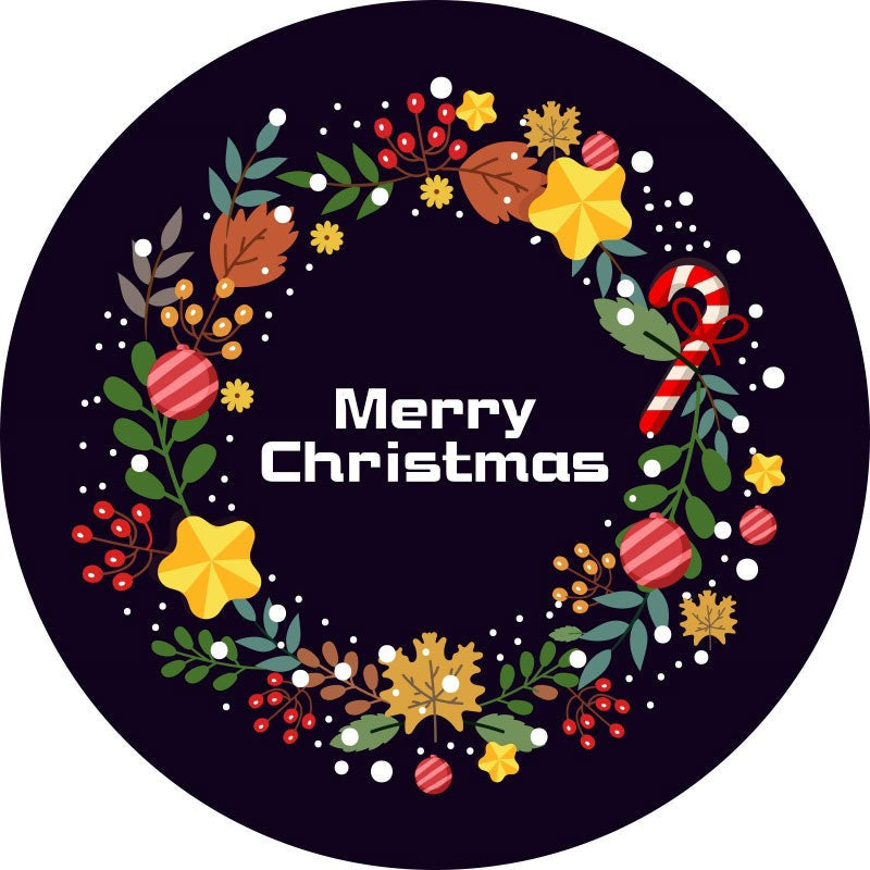 Aperturee - Circle Merry Christmas Wreath Black Backdrop