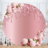 Aperturee - Circle Pink Glitter Girls Birthday Party Backdrops