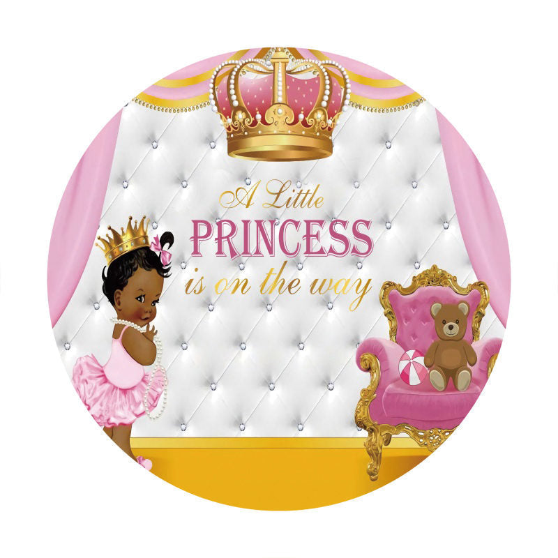Aperturee - Circle Pink Little Princess Baby Shower Backdrops