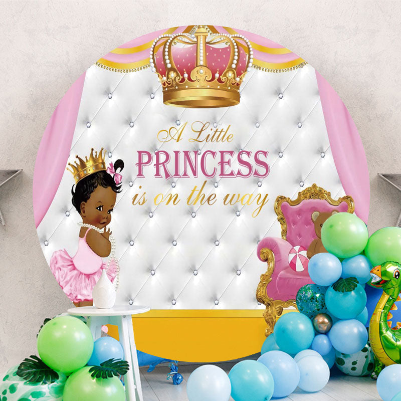 Aperturee - Circle Pink Little Princess Baby Shower Backdrops