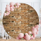 Aperturee - Circle Retro Style Bricks Birthday Backdrops