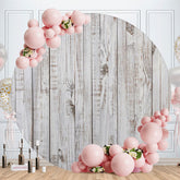 Aperturee - Circle Simple Grey Wooden Birthday Backdrops