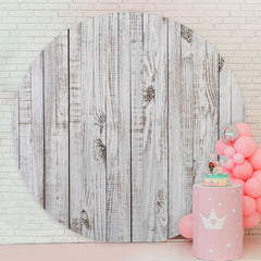 Aperturee - Circle Simple Grey Wooden Birthday Backdrops