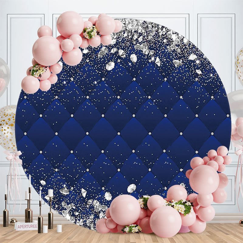 Aperturee - Circle Sliver Diamonds Blue Birthday Backdrop