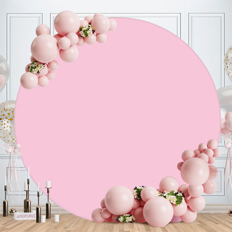 Aperturee - Circle Solid Color Round Pink Birthday Backdrop
