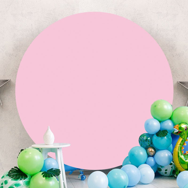 Aperturee - Circle Solid Color Round Pink Birthday Backdrop