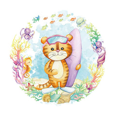 Aperturee - Circle Surf Tiger Round Baby Shower Backdrop
