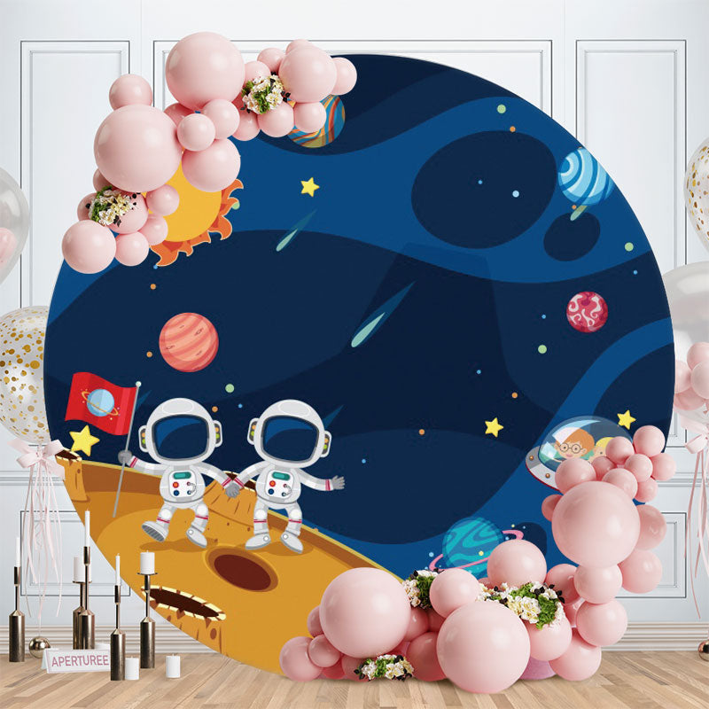 Aperturee - Circle Universe Planet Happy Birthday Backdrop
