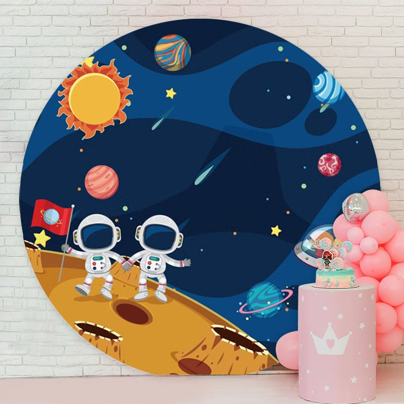 Aperturee - Circle Universe Planet Happy Birthday Backdrop