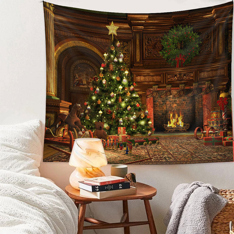 Aperturee - Classic Room Huge Tree Wreath Christmas Backdrop