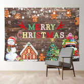Aperturee - Color Snowman Ginger Wood Merry Christmas Backdrop