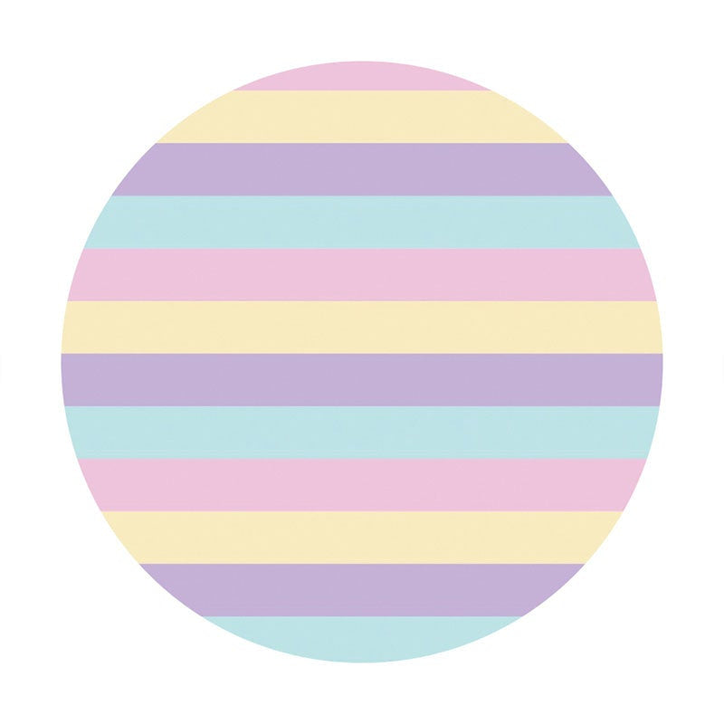 Aperturee - Colorful Stripes Round Happy Birthday Party Backdrop