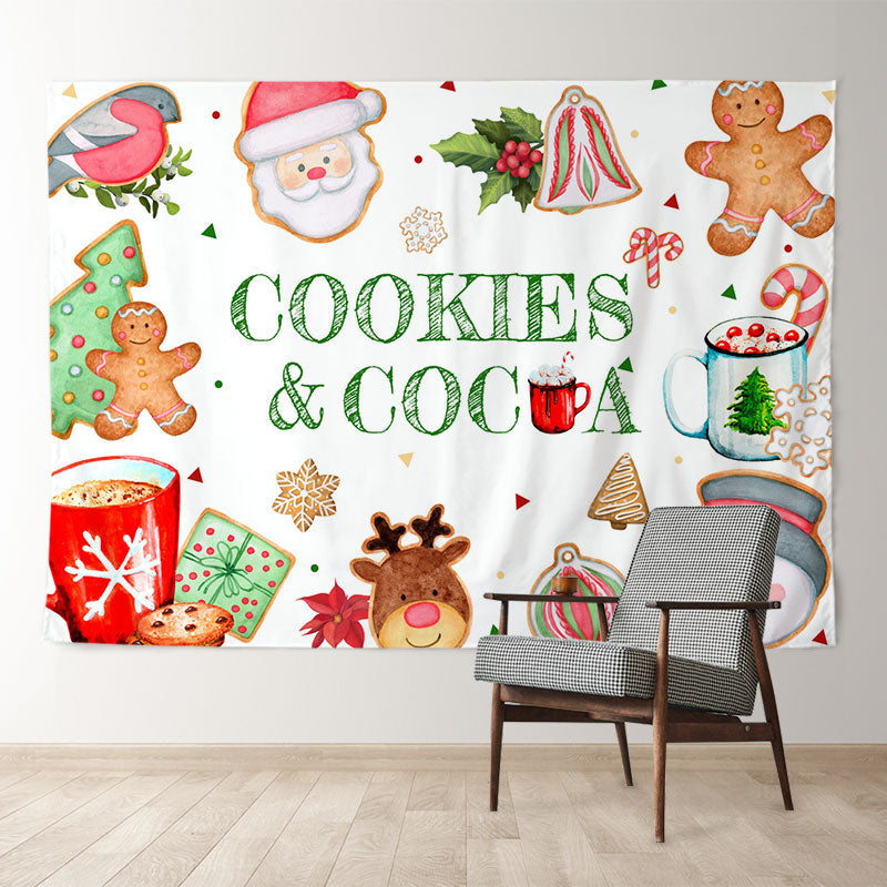 Aperturee - Cookies Cocoa Green White Santa Christmas Backdrop