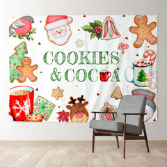 Aperturee - Cookies Cocoa Green White Santa Christmas Backdrop
