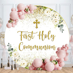 Aperturee - Cross First Holy Commnion Floral Baptism Backdrop