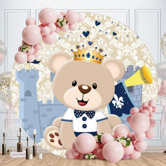 Aperturee - Cute Teddy Bear Round Castle Baby Shower Backdrop