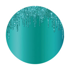Aperturee - Cyan Glitter Round Happy Birthday Party Backdrop