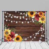 Aperturee - Deep Wooden Wall Turnsole Flower Backdrop For Photos