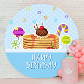 Aperturee - Dessert Blue Theme Round Happy Birthday Backdrop