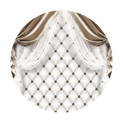 Aperturee - Diamond White Curtain Circle Happy Birthday Backdrop